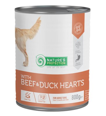 Nature's Protection Dog Adult Beef & Duck Hearts, 800г KIK45605 фото