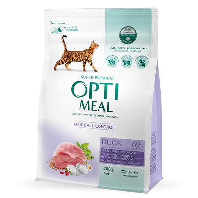 Optimeal Cat Adult Hairball Control with Duck на Вагу 90997_1 фото