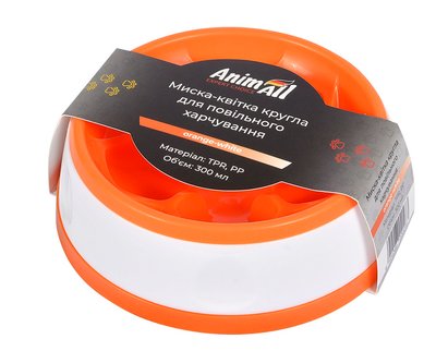 Миска AnimAll для повільного харчування, колір: Помаранчево-білий 158145 фото