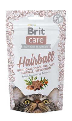 Brit Care Cat Snack Hairball Ласощі для виведення шерсті із шлунка котів, 50г 111265/1395 фото