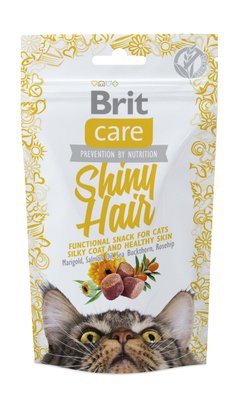 Brit Care Cat Snack Shiny Hair Ласощі для підтримання краси шерсті у котів, 50г 111264/1388 фото