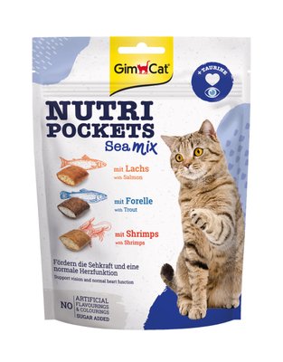 GimCat Nutri Pockets Sea Mix - морський мікс подушечок для котів G-419176/419268 фото