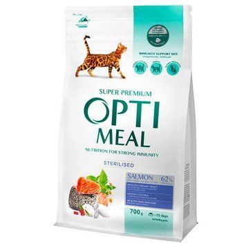 Optimeal Cat Adult Sterilised Salmon, 0,7кг B1812501 фото