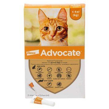 Упаковка крапель Advocate Cat Spot-On для котів та тхорів вагою до 4 кг, поштучно