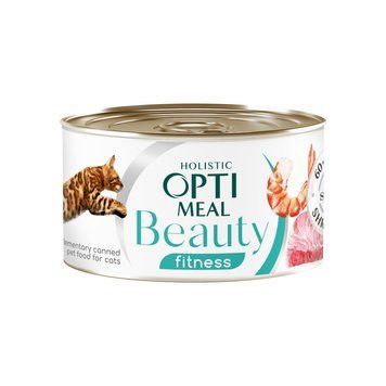 Optimeal Cat Beauty Fitness &mdash; Кусочки Тунца и Креветки в соусе для кошек, 70г 36622 фото