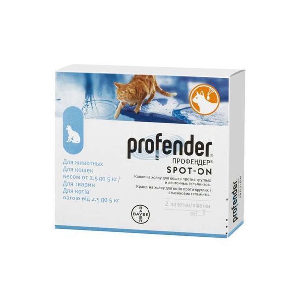 Упаковка крапель Profender Cat Spot-On для котів вагою 2,5-5 кг, поштучно