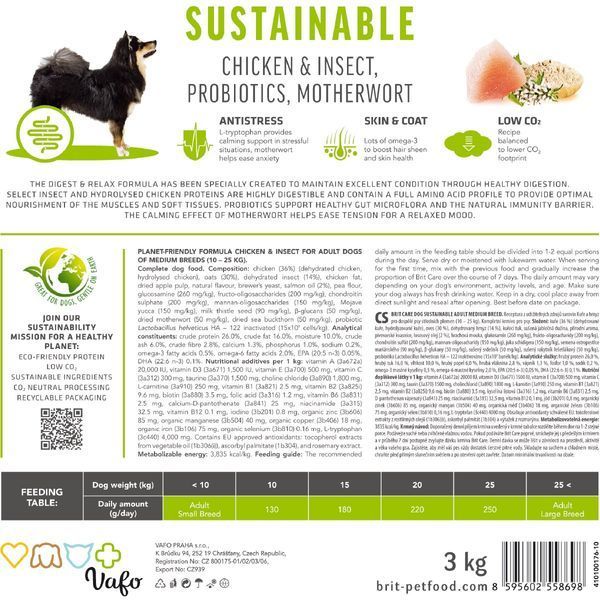 Brit Care Sustainable Adult Medium Breed with Chicken and Insect, 1кг 172175 фото
