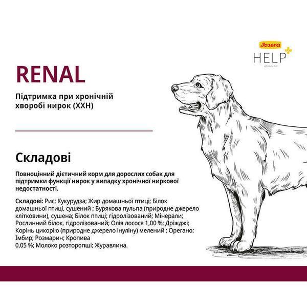 Josera Help VD Renal Dog, 900г 50011634 фото