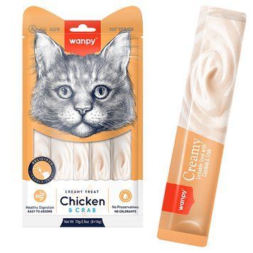Wanpy Creamy Treat Chicken & Crab - рідкі ласощі з Куркою та Крабом для котів RAC-56 фото