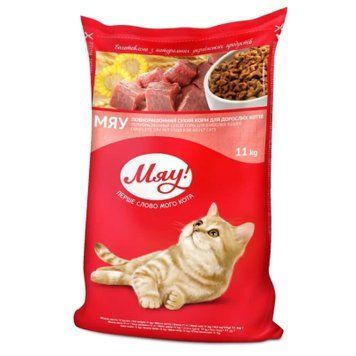 Мяу корм для котів з М'ясом, 11кг B1240102 фото