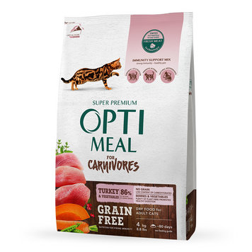 Optimeal Cat Adult Grain Free with Turkey & Vegetables, 0,3кг 90582 фото