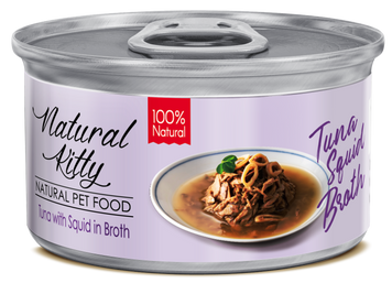 Natural Kitty Tuna & Squid in Broth &mdash; Кусочки тунца и кальмара в бульоне для кошек, 80г CHT20036 фото
