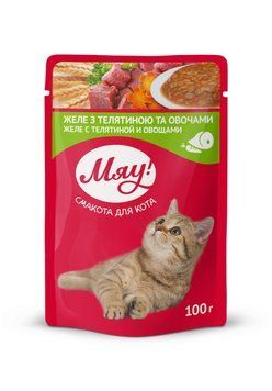 Мяу влажный корм для кошек с Телятиной и Овощами в желе, 85г В2290811 фото