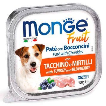 MonGe Fruit Dog with Turkey and Blueberry, 100г 70013208 фото