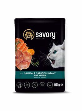 Savory Kitten Pouch with Salmon & Carrot in Gravy, 85г 20079 фото