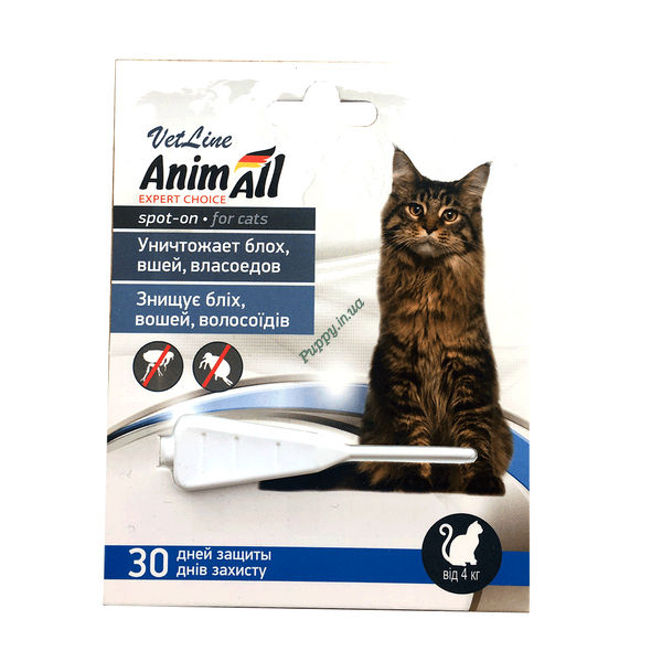 AnimAll VetLine Cat - Краплі протипарзитарні для котів вагою від 4 до 8кг 113612 фото