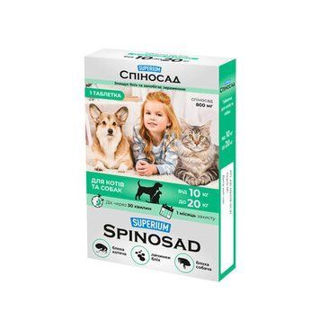 Superium Spinosad &mdash; таблетки проти бліх для котів та собак вагою 10&ndash;20 кг. Ефективний захист від паразитів. Купуйте онлайн з доставкою.