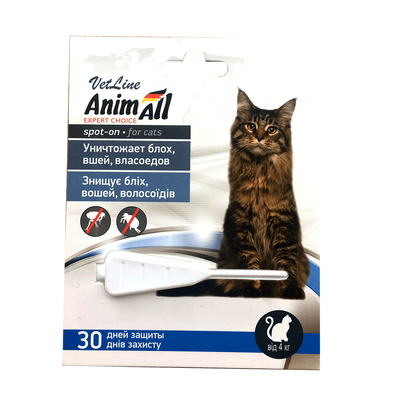 AnimAll VetLine Cat - Краплі протипарзитарні для котів вагою до 4кг 113611 фото