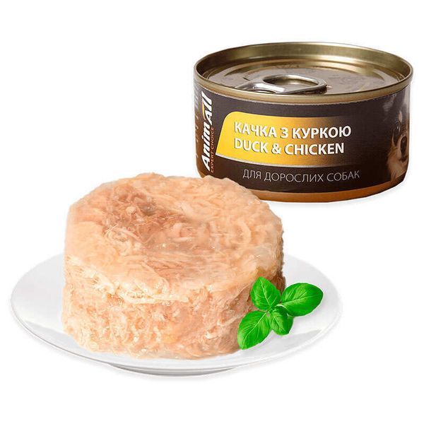 AnimAll Dog Duck & Chicken Jelly Cans - шматочки Качки та Курки в желе для собак, 85г 168319 фото