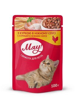 Мяу влажный корм для кошек с Курицей в нежном соусе, 85г В2250101 фото