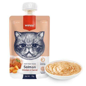 Wanpy Cat Tasty Paste Salmon, Chicken & Carrot - Крем-пюре з Лососем та Куркою для котів, 90г RAC-40 фото
