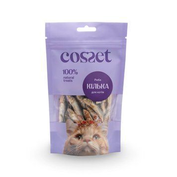 Натуральні ласощі для котів Cosset &mdash; ліофілізована кілька, 30 г. Цілісна рибка сублімована для збереження всіх вітамінів. Купуйте онлайн корисну морську винагороду для вашого кота.
