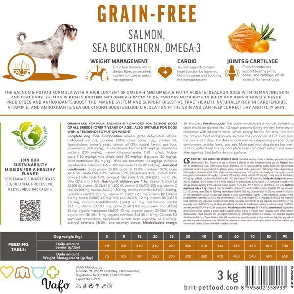 Brit Care Grain Free Senior & Light with Salmon, 1кг 172205 фото