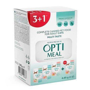 Акція!!! Optimeal з Кроликом, Індичкою та Тріскою для котів, 85г, 3+1 14078 фото