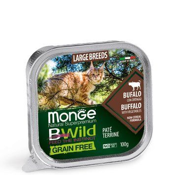 MonGe BWild Cat Large Breeds Buffalo with Vegetables Pate, 100гр 7001285 фото