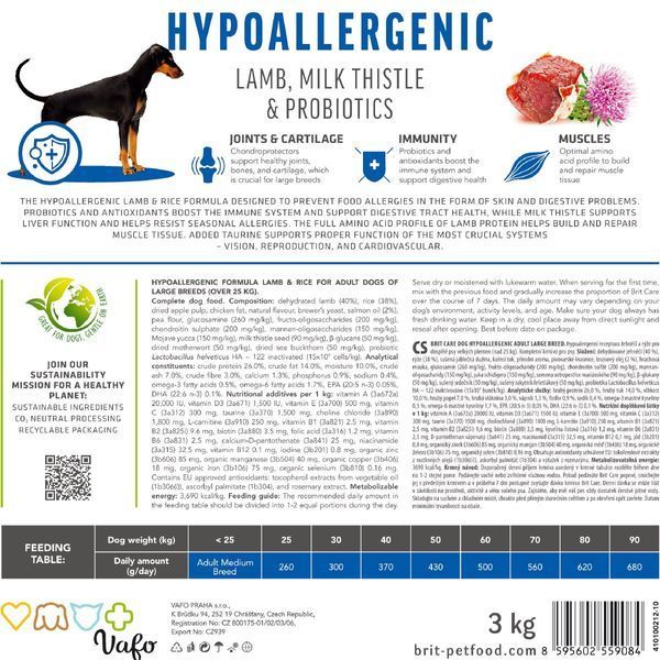 Brit Care Hypoallergenic Adult Large Breed Lamb, 1кг 172220 фото