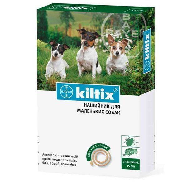 Упаковка нашийника Kiltix by Elanco для маленьких собак, розмір S (35 см). Купуй зараз для надійного захисту!