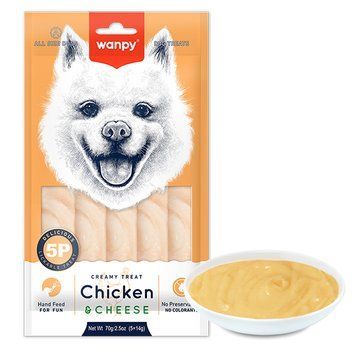 Wanpy Dog Snack Creamy Treat Chicken & Cheese - рідкі ласощі з Куркою та Сиром для собак, 5*14г RA-73 фото