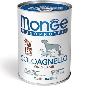 Monge Monoprotein Dog Solo Lamb Cans, 400г 70014236 фото