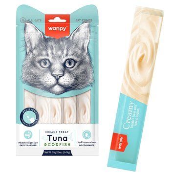 Wanpy Creamy Treat Tuna & Codfish - рідкі ласощі з Тунцем та Тріскою для котів RAC-53 фото