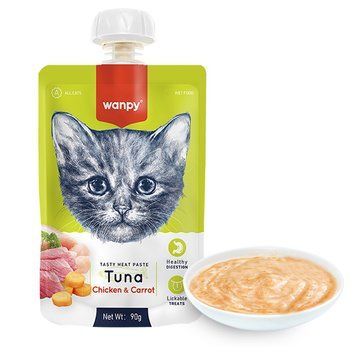 Wanpy Cat Tasty Paste Tuna, Chicken & Carrot - Крем-пюре з Тунцем та Куркою для котів, 90г RAC-41 фото
