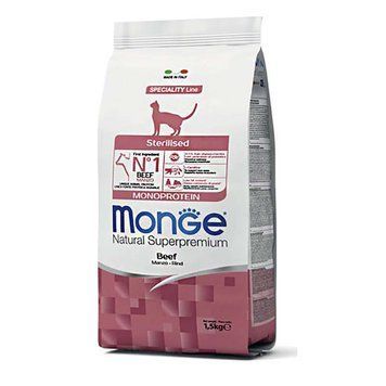 Сухий корм Monge Cat Adult Sterilised Beef Monoprotein 1,5 кг &mdash; яловичина для стерилізованих котів, підтримує оптимальну вагу та здорове травлення. Купуйте онлайн!