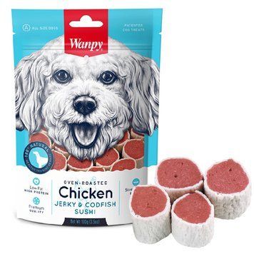Wanpy Dog Snack Chicken Jerky & Cod Fish Sushi - суші Курка з Тріскою для собак, 100г CC-02S фото