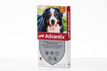Краплі Advantix Dog Spot-On для дуже великих собак вагою 40-60 кг, одноразова піпетка для захисту від бліх, кліщів та комарів