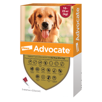 Упаковка крапель Advocate Dog Spot-On для собак вагою 10-25 кг, поштучно