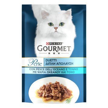 Gourmet Perle Duo &mdash; Кусочки океанической рыбы и тунца в соусе для кошек, 85г 58013 фото