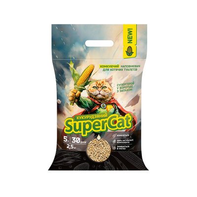 Super Cat - Наповнювач кукурудзяний комкующийся для котів, 2,5кг 3539 фото