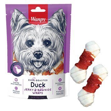 Wanpy Dog Snack Duck Jerky & Rawhide Wraps - Вузлова кістка з качкою для собак, 100г DD-02H фото