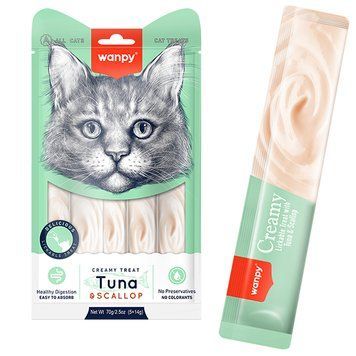 Wanpy Creamy Treat Tuna & Scallop - рідкі ласощі з Тунцем та Гребінцем для котів RAC-51 фото