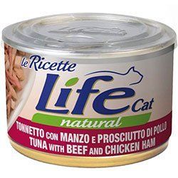 LifeCat LeRicette Tuna, Beef & Chicken Ham &mdash; Тунец, Говядина и Куриная ветчина для кошек, 150г 102312 фото