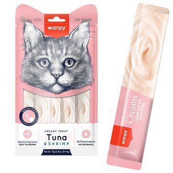 Wanpy Creamy Treat Tuna & Shrimp - рідкі ласощі з Тунцем та Криветкою для котів RAC-50 фото