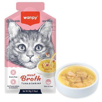 Wanpy Cat Meat Broth Tuna & Shrimp - Суп з Тунцем та Креветкою для котів, 50г RAC-62 фото