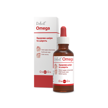 Dolfos Omega - Харчова добавка для шкіри та шерсті котів та собак, 50 мл 1409-50 фото