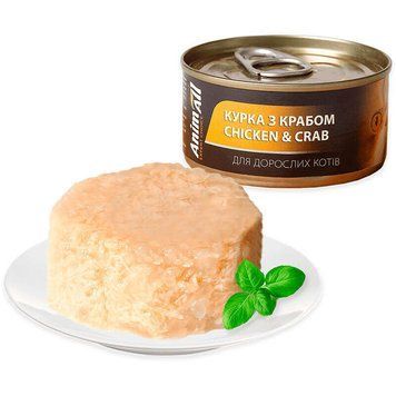 AnimAll Chicken & Crab Jelly Cans - Кусочки курицы и краба в желе для кошек, 85г 168322 фото